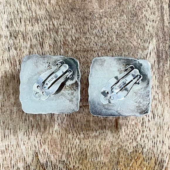 Vintage Mexico Taxco Sterling Silver 925 Modernist Clip On Earrings Mother's Day - Picture 6 of 7